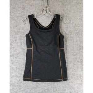 PrAna Ribbed Tank Top Racerback Shelf Bra Womens Small Gray Stretch